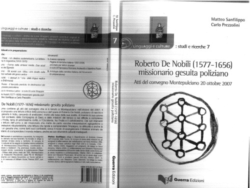 Roberto De Nobili (1577- 1656) missionario gesuita poliziano: Atti del convegno Montepulciano 20 ottobre 2007
