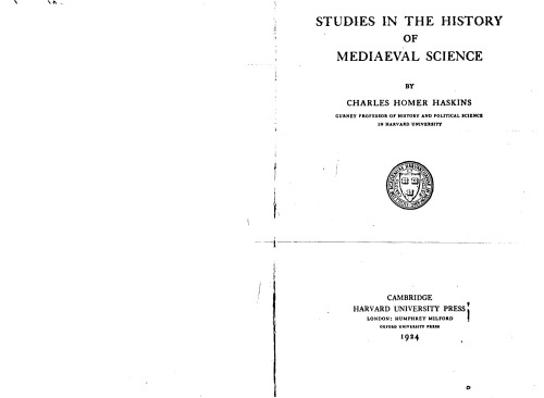 Studies in the History of Medieval Science