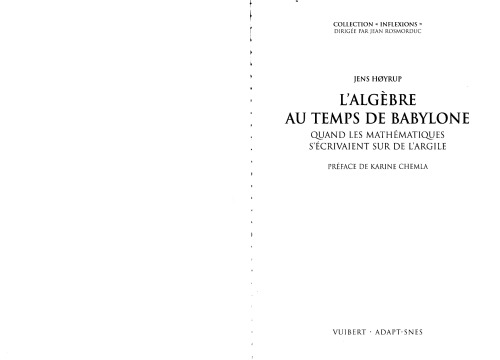 L'algèbre au temps de Babylone