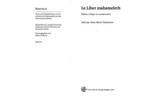 Le Liber mahameleth: Édition critique et commentaires