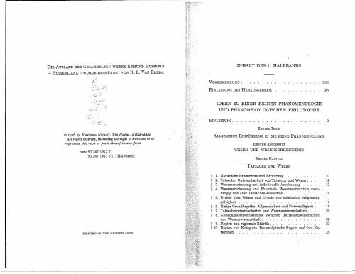 Ideen zu einer reinen Phänomenologie und phänomenologischen Philosophie