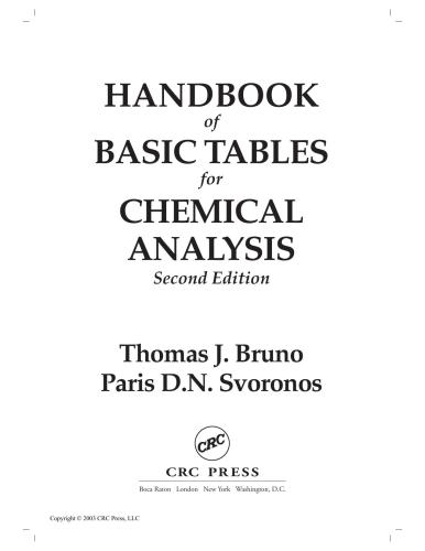CRC Handbook of Basic Tables for Chemical Analysis, Second Edition