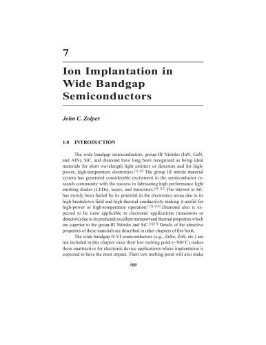 Wide Bandgap Semiconductors: Growth, Processing and Applications (Materials Science and Process Technology Series)