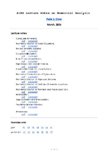AIMS lecture notes on numerical analysis
