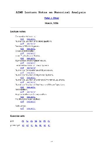 AIMS lecture notes on numerical analysis