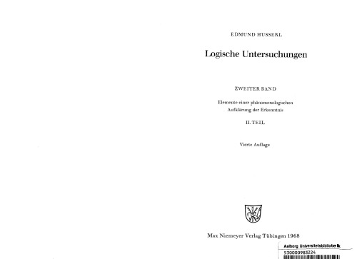 Logische Untersuchungen Bd. 2 VI [4 Auflage]