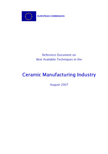 Reference Document on Best Available Techniques in the Ceramic Manufacturing Industry