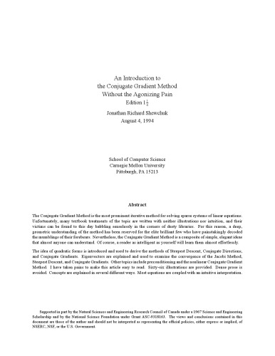An Introduction to the Conjugate Gradient Method Without the Agonizing Pain