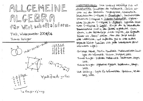 Allgemeine Algebra (Skript)