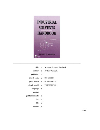 Industrial solvents handbook