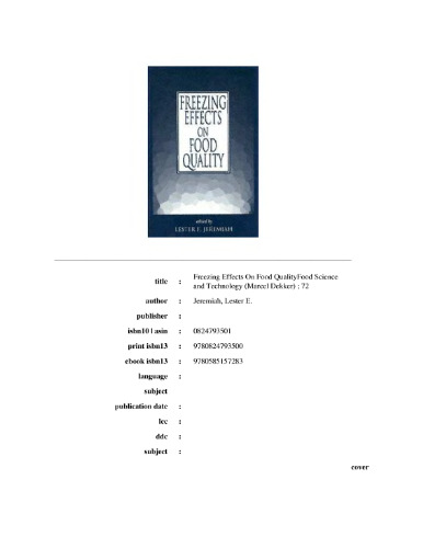 Freezing Effects on Food Quality