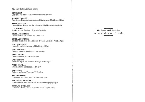 Holiness and Politics in Early Medieval Thought