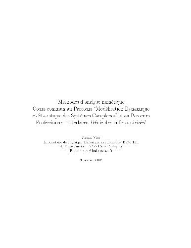 Methodes d'analyse numerique