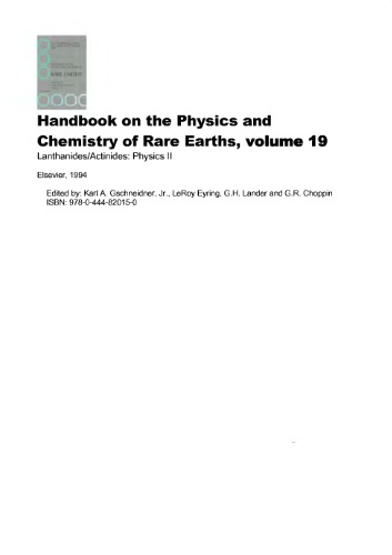 Handbook on the physics and chemistry of rare earths. Volume 19