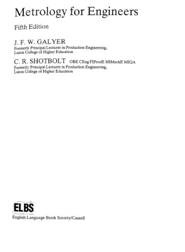 Metrology for Engineers