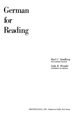 German for reading : a programmed approach for graduate and undergraduate reading courses