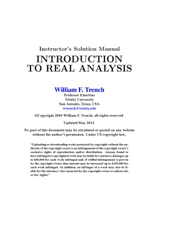 Solutions manual for Introduction to real analysis