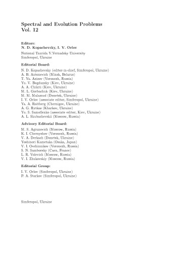 Spectral and evolution problems. Proceedings 12th Crimean Autumn Mathematical School-Symposium (KROMSH-XII). v. 12