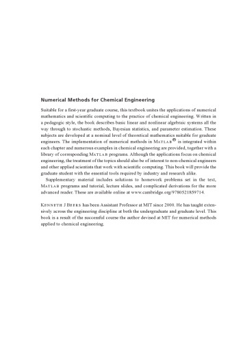 Numerical Methods for Chemical Engineering: Applications in MATLAB