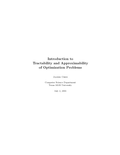 Introduction to tractability and approximability of optimization problems