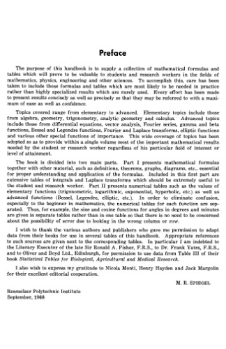 Schaum's mathematical handbook of formulas and tables