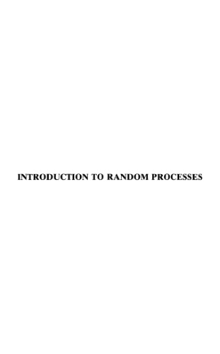 Introduction to random processes. With applications to signals and systems