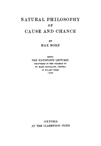 Natural Philosophy of Cause and Chance