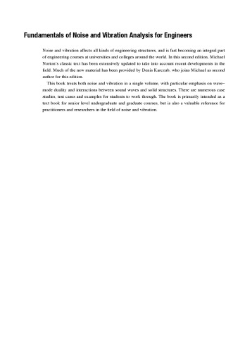 Fundamentals of Noise and Vibration Analysis for Engineers