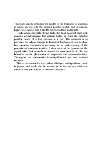 Introduction to the Physics of Electrons in Solids