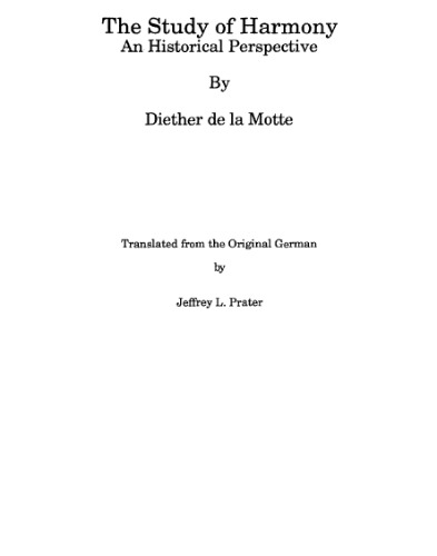 The Study of Harmony: An Historical Perspective