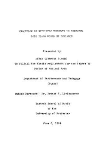 Evolution of stylistic elements in selected solo piano works by Scriabin