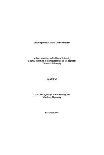 Birdsong in the music of Olivier Messiaen, vol.1, vol.2 [PhD Thesis]