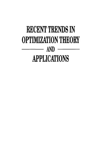 Recent Trends in Optimization Theory and Applications