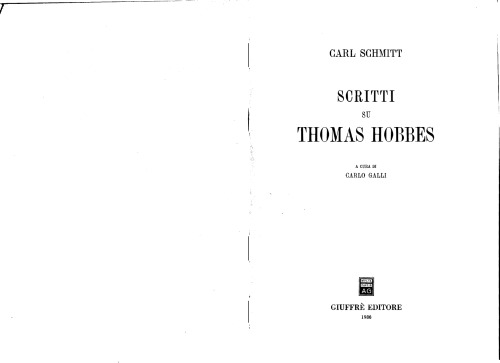 Scritti su Thomas Hobbes