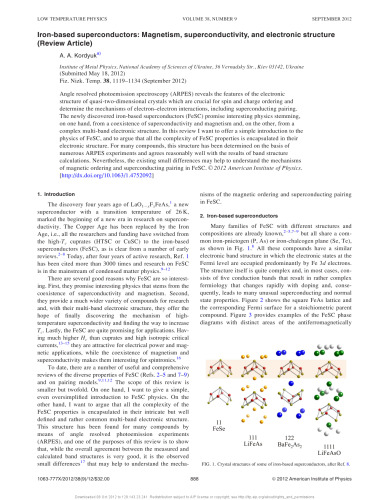 Iron-based superconductors: Magnetism, superconductivity, and electronic structure (Review Article)