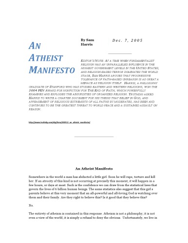 An Atheist Manifesto