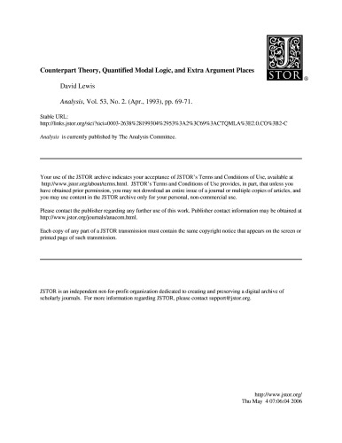 Counterpart Theory, Quantified Modal Logic, and Extra Argument Places