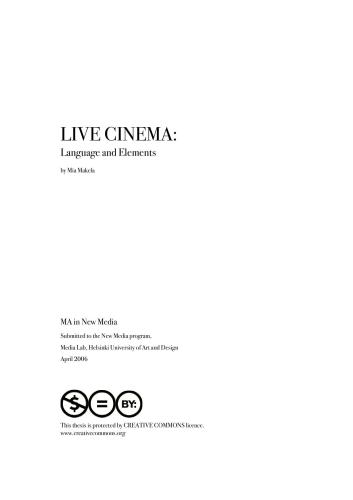 Live Cinema : Language and Elements