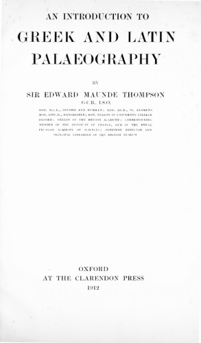 An introduction to Greek and Latin palaeography