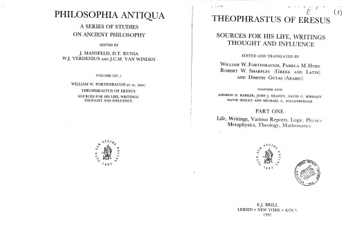 Theophrastus of Eresus Sources part 1