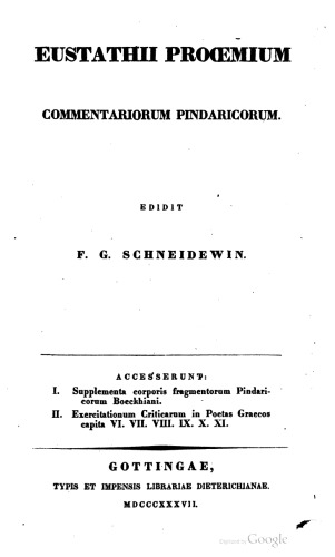 Eustathii proemium commentariorum Pindaricorum