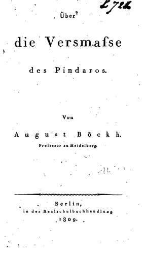 Ueber die Versmasse des Pindaros