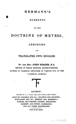 Elements of the doctrine of metres