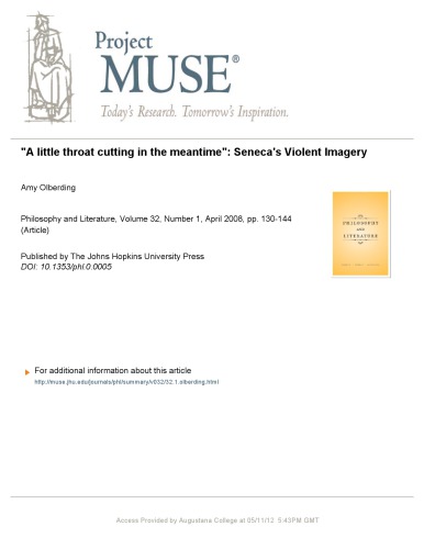 A little throat cutting in the meantime': Seneca's Violent Imagery