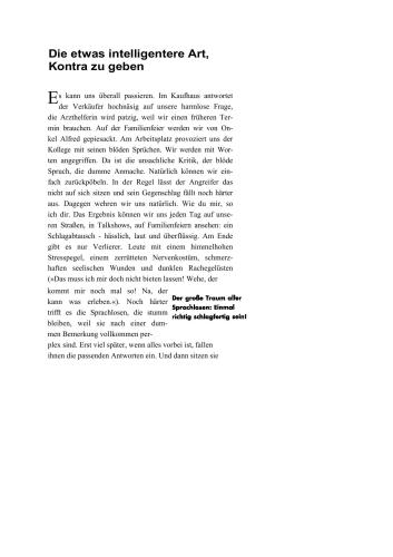 Die etwas intelligentere Art Kontra zu geben