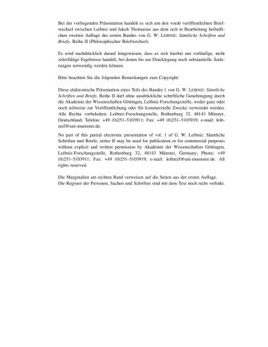 Schriftwechsel mit JAKOB THOMASIUS