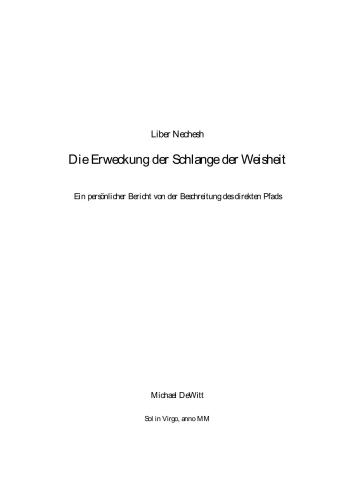 Liber Nechesh-Die Erweckung der Schlange der Weisheit