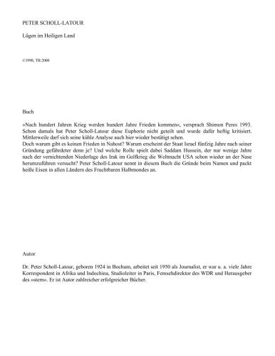 Lügen im heiligen Land