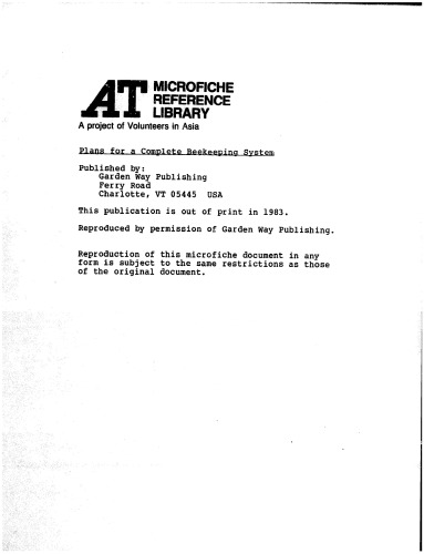 Plans for a complete beekeeping system