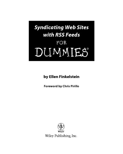 Syndicating web sites with RSS feeds for dummies
